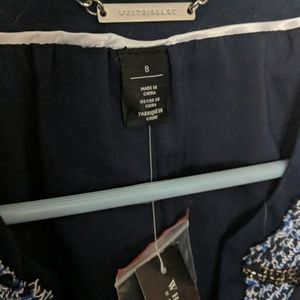 White / Black long tweed jacket.